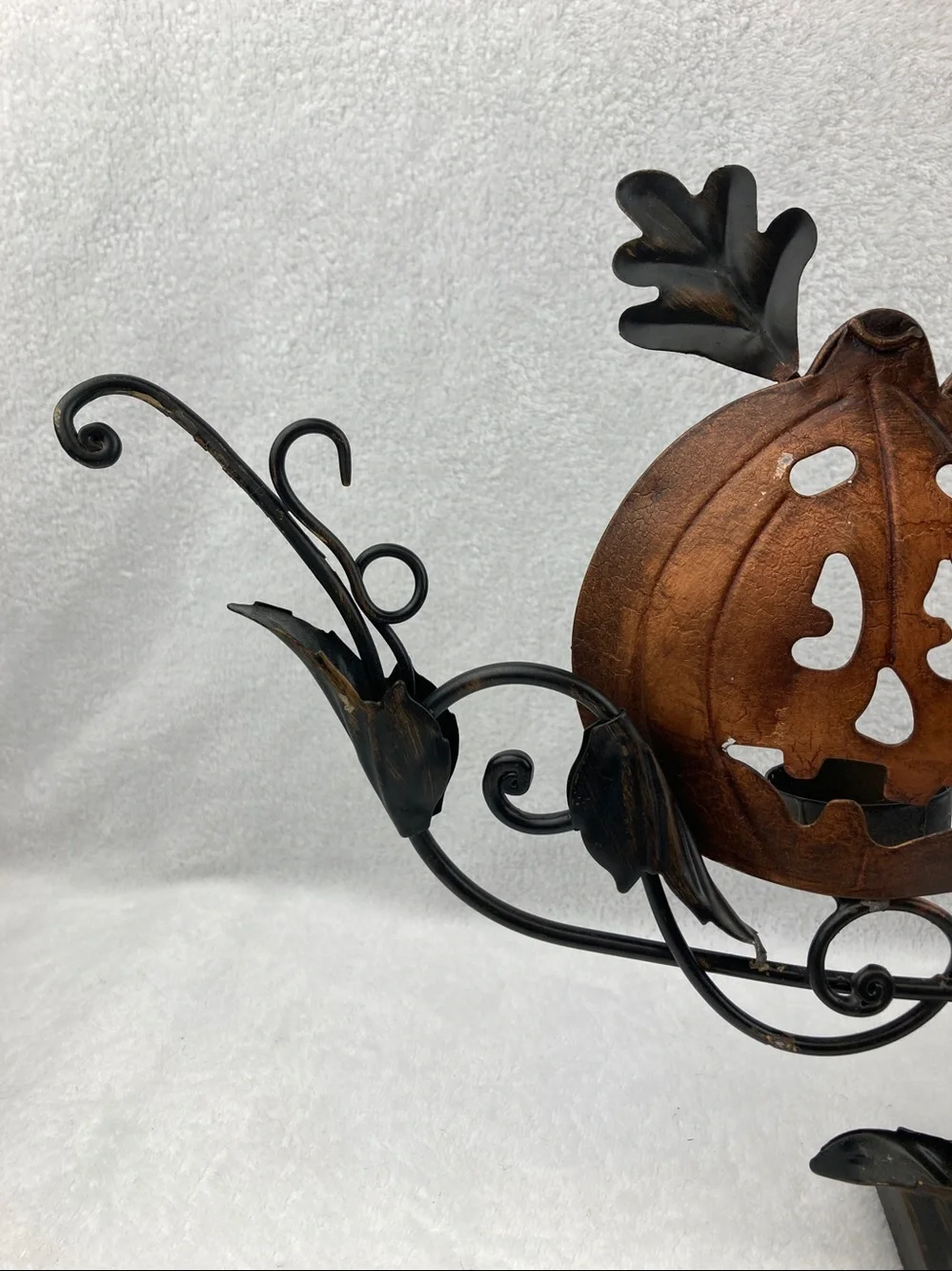 Decorative Rustic Halloween Metal Jack-O-Lantern Tea Light Holder 22”